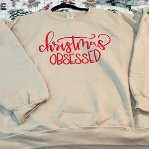 Christmas Obsessed Beige Sweatshirt
